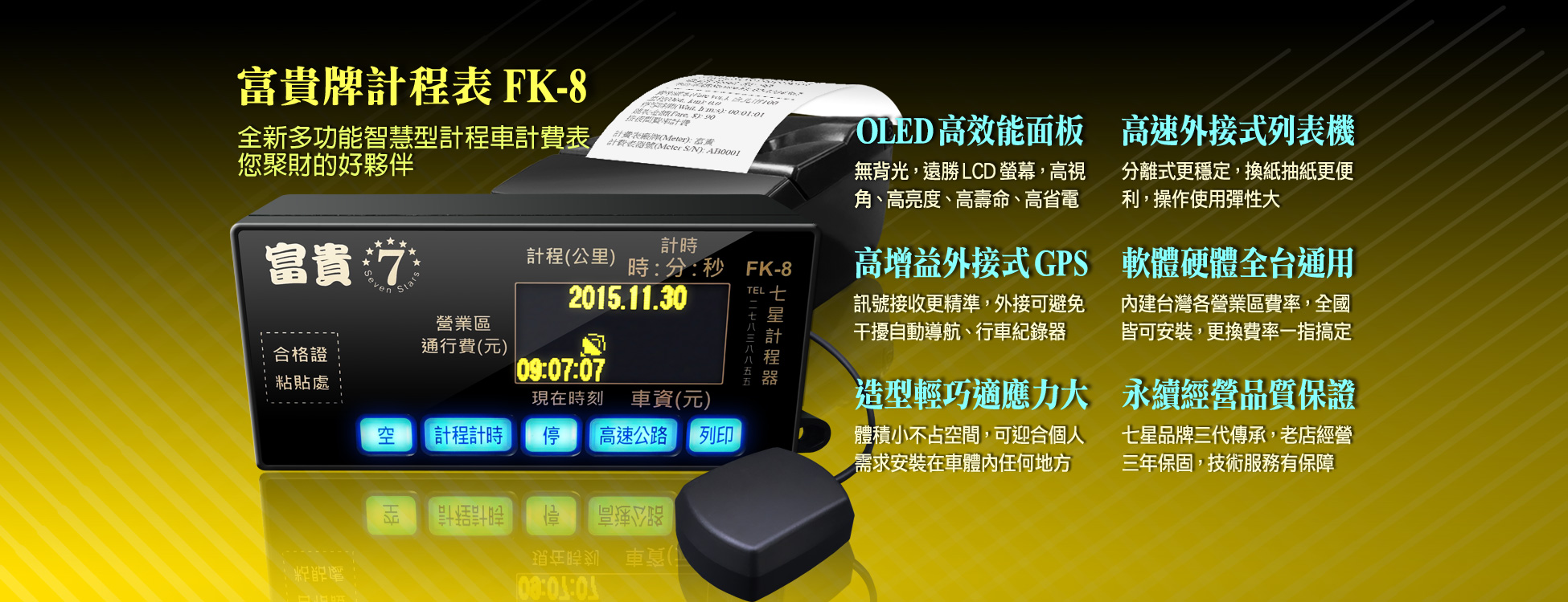 富貴牌新式計程表FK-8新上市，裝表歡迎洽詢七星計程器有限公司